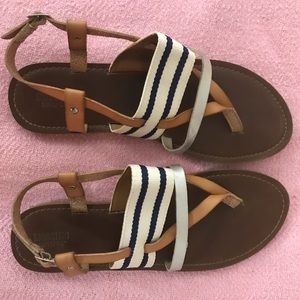 Mossimo Navy/White Stripe Thong Gladiator Sandals